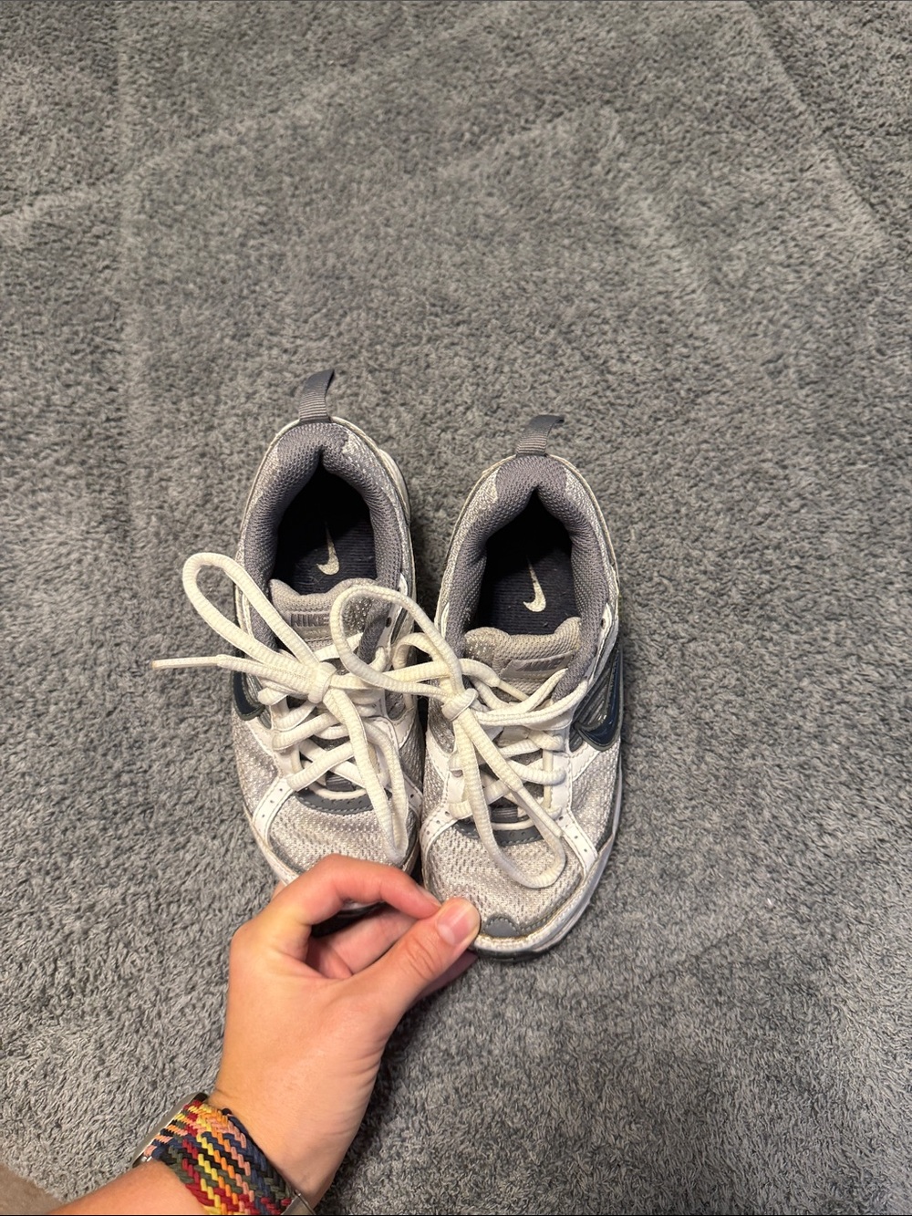 Nike Kids White and Gray Lace-Up Sneakers - Picture 12 of 12